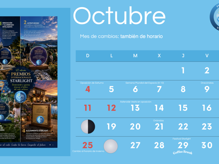 Octubre 2026 planetas lluvias de estrellas y proteccin del cielo en la agenda Starlight