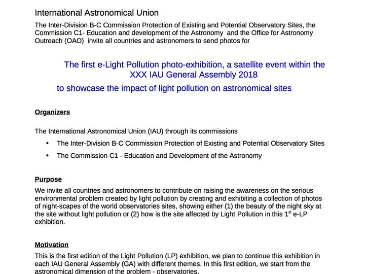 The first e-Light Pollution photo-exhibition