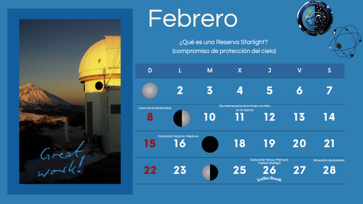 Febrero 2026 el cielo marca la agenda Starlight entre ciencia igualdad y grandes fenmenos astronmicos