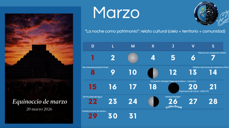 Marzo 2026 equinoccio patrimonio nocturno y mirada internacional en la agenda Starlight