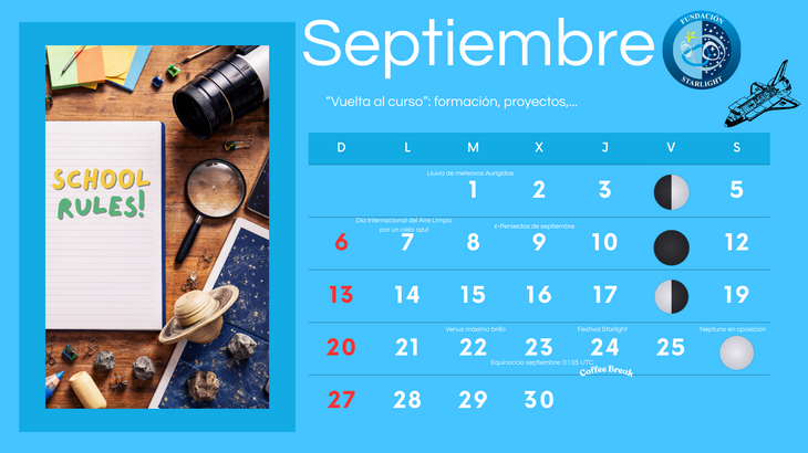 Septiembre 2026 equinoccio lluvias de estrellas y nuevos cielos en la agenda Starlight