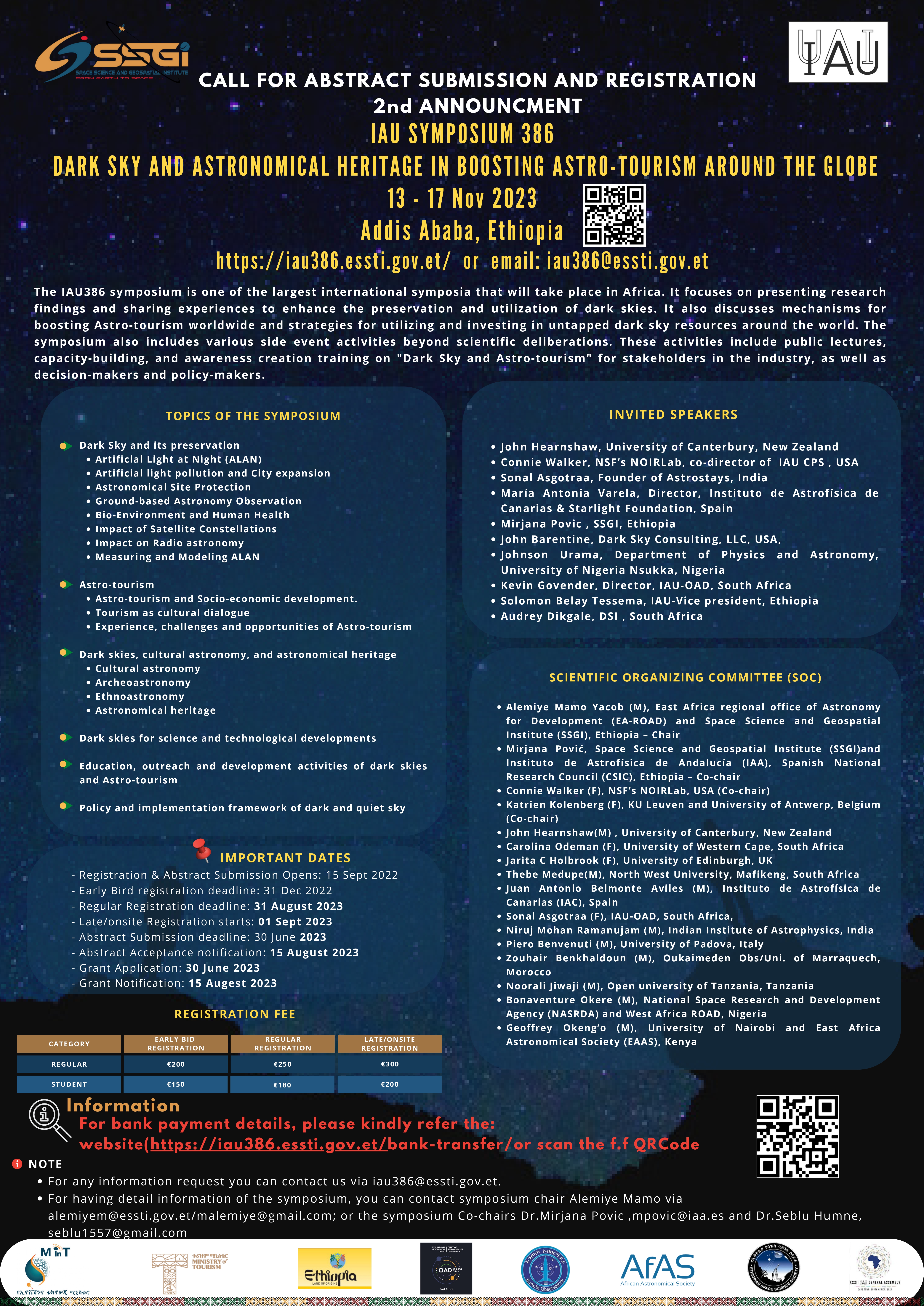 poster IAUS 386: Dark sky and astronomical heritage